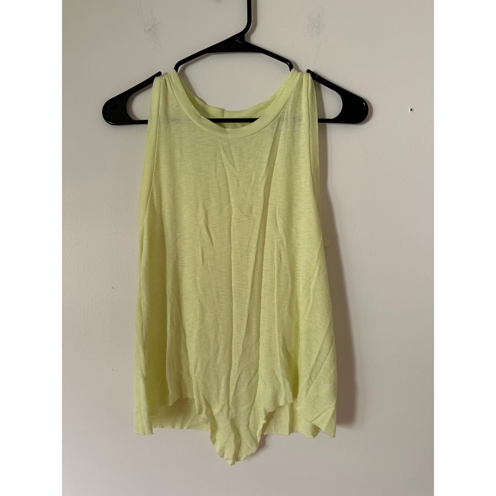Aerie‎ Women Small Yellow Ribbed Sleeveless Tank Top Crew Neck Viscose Blend